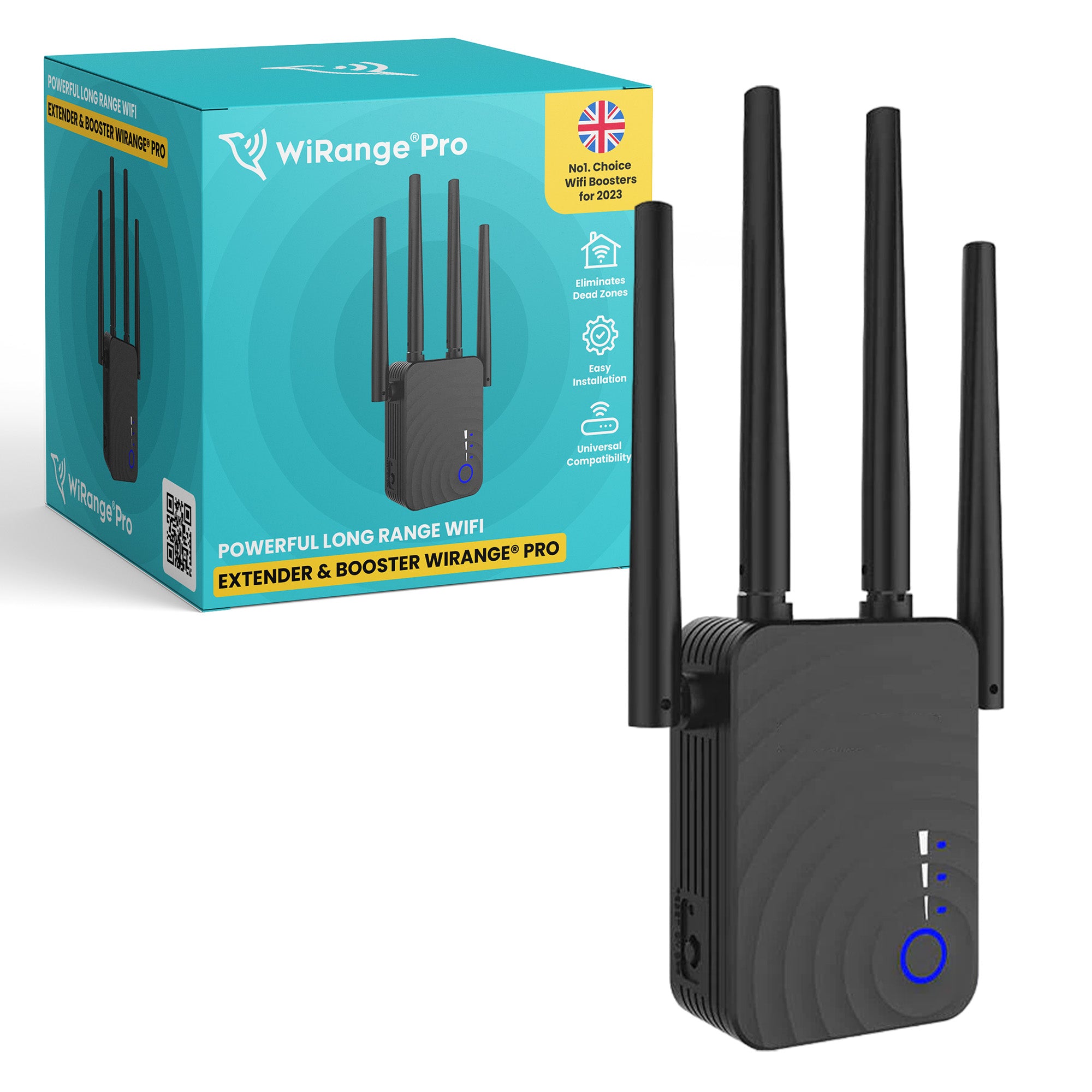 WiFi Range Extender AP Repeater – 1200Mbps Dual Band Signal Booster With 6 Antennas, Black